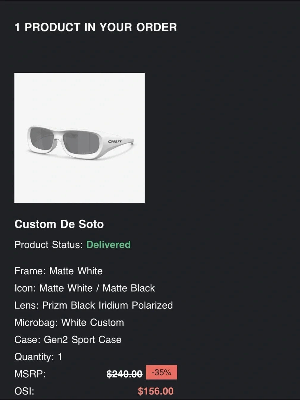 Oakley Delano White Frame Sunglasses with Iridium Lenses